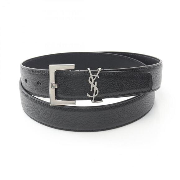 SAINT LAURENT Black Leather Belt - Picture 1 of 6